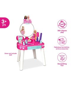 Barbie Vanity Set with Lights & Sounds, Chair for Doll and Accessories Pretend Play for Girls 3 years up
