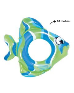 Jilong 30 Inches Inflatable Fish Swim Ring in Green Floater For Kids