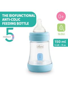 Chicco Perfect5 Baby Feeding Bottle 150ml For 0m+ (Blue)