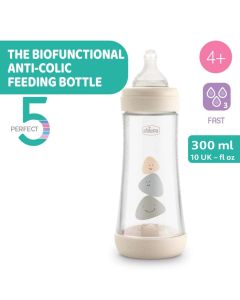 Chicco Perfect 5 Baby Bottle Fast Flow 300ml For 4m+  (Unisex)