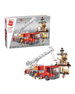 QMAN Building Blocks Roaring Flame Fire Department For Kids 3 Years Old Up