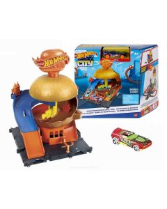 Hot Wheels City Downtown Burger Drive-Thru Playset for Boys 3 years up