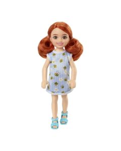 Barbie Club Chelsea 6 Inches Doll - Doll in Red Hair and Striped Blue Dress with Bumblebee Print Theme for Girls ages 3 years up