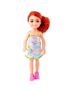 Barbie Club Chelsea 6 Inches Doll - Red Hair Doll with 2 Pink Shoes and Pastel Plaid Dress Small Doll for Girls 3 years up